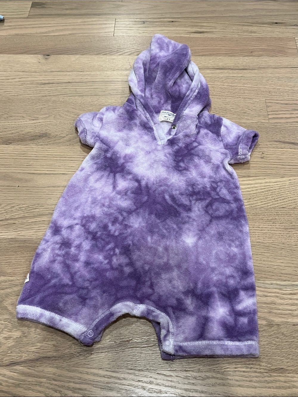 Cozy Purple Tie-Dye Hooded Baby One-Piece Romper